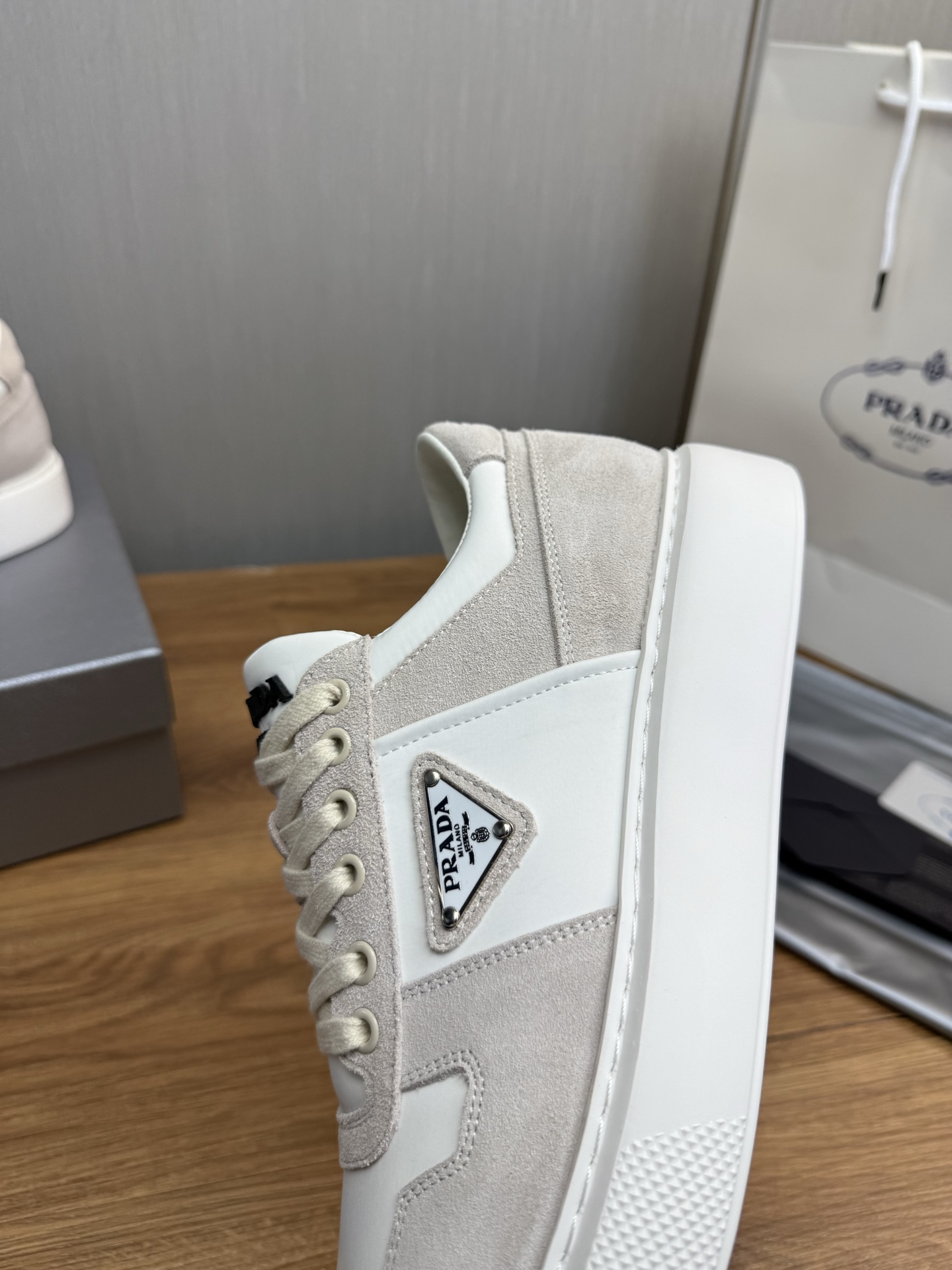 Prada Suede Leather Sneakers White/Beige