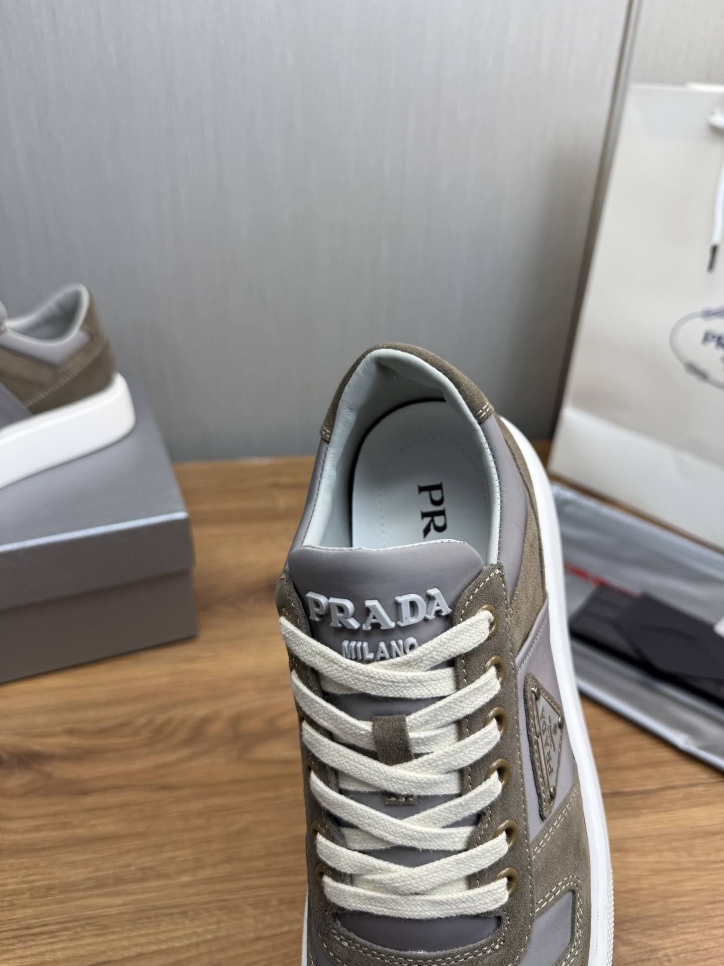 Prada Milano Suede Sneaker Gray