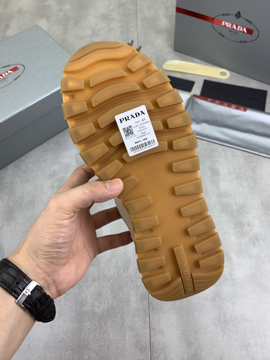 Prada Suede Calfskin Sneakers Beige