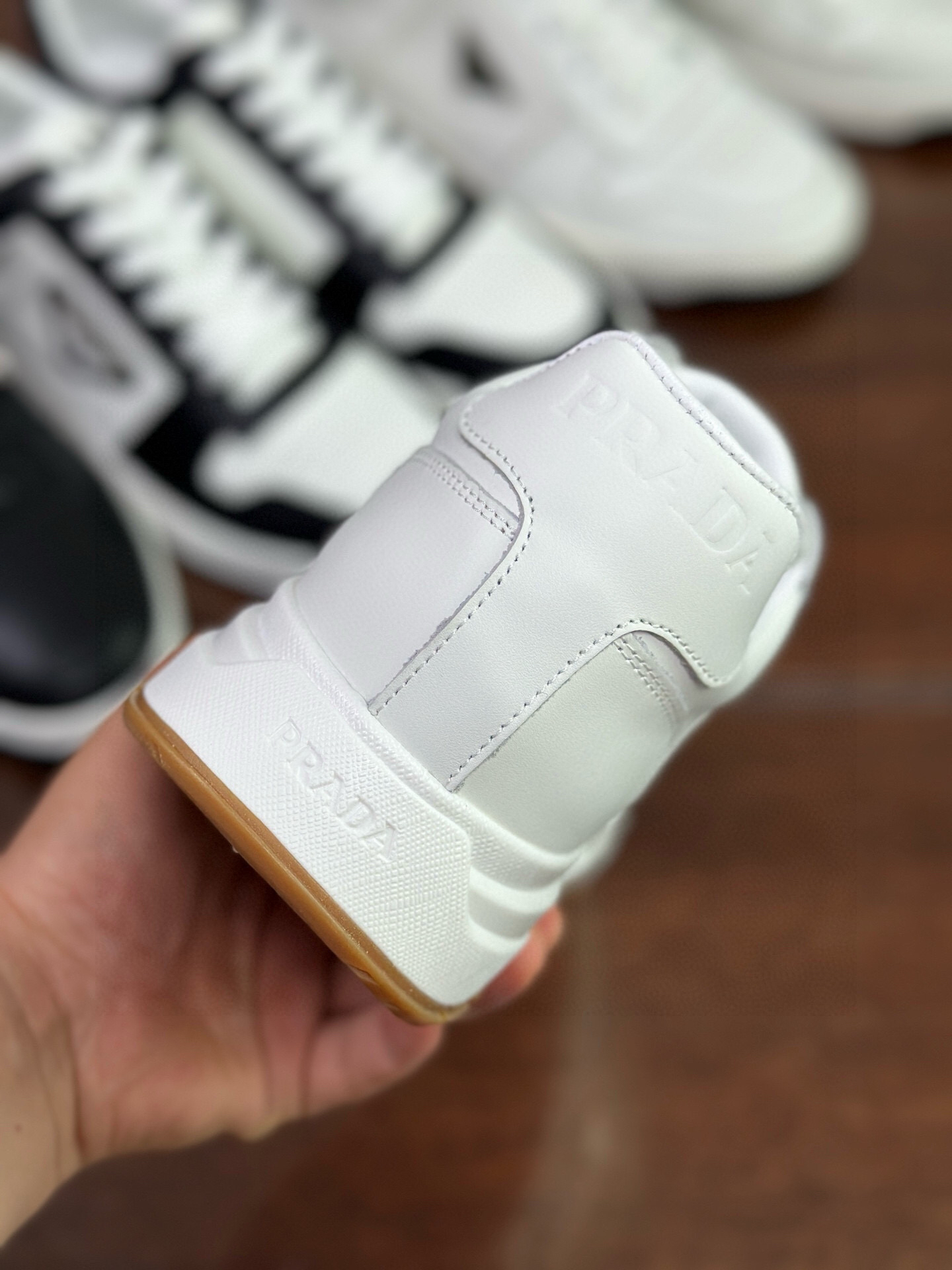 Prada Prax 2.0 Perforated Leather Sneakers White