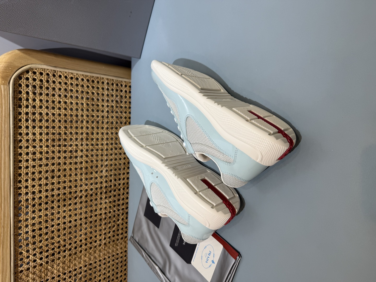 Prada Americas Cup Lace-Up Sneakers Light Blue