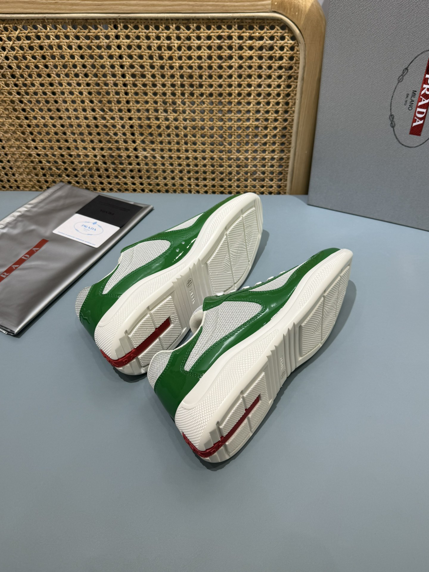 Prada Americas Cup Lace-Up Sneakers Green