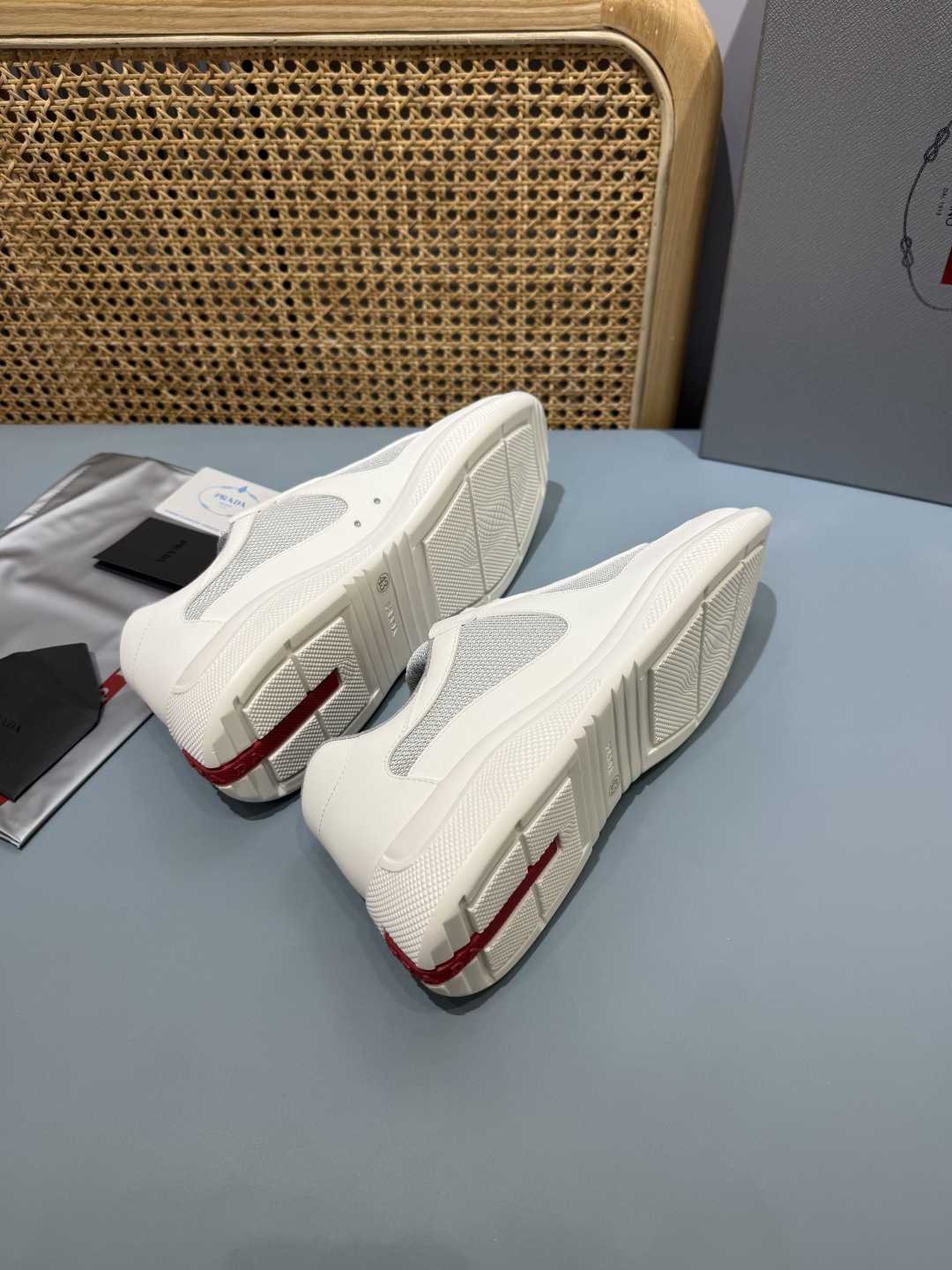 Prada Americas Cup Lace-Up Sneakers White
