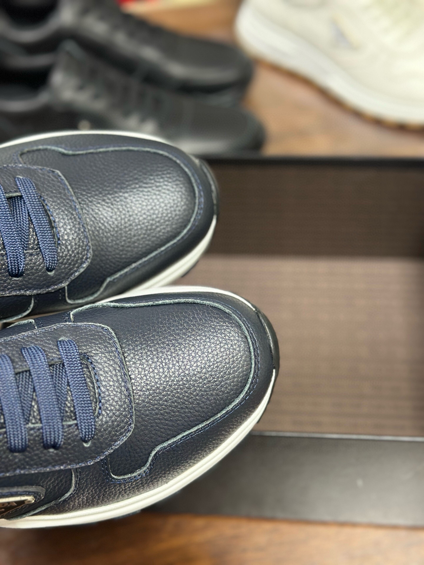 Prada Prax 2.0 Leather Sneakers Navy