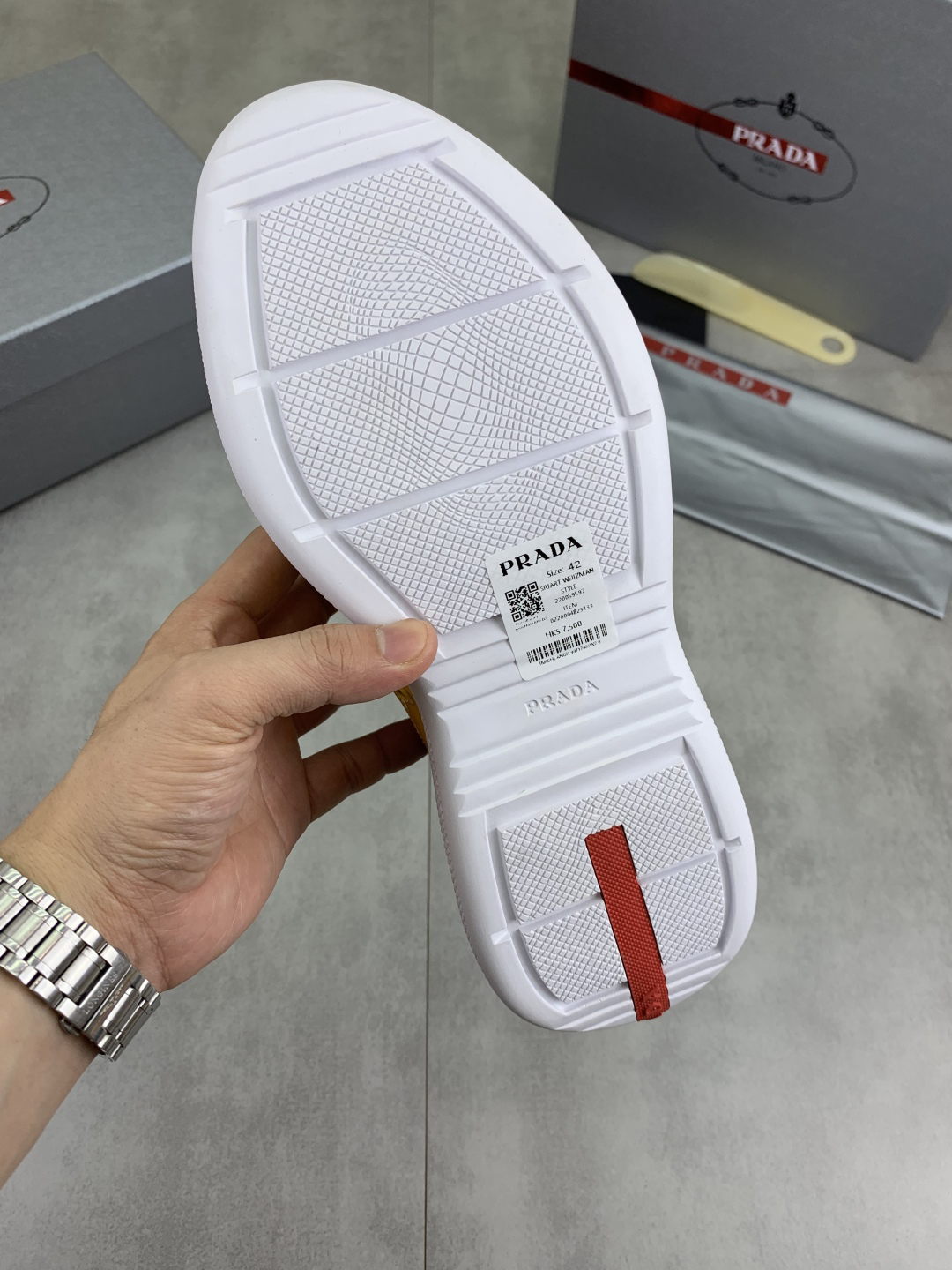 Prada Leather Mesh Sneakers Yellow