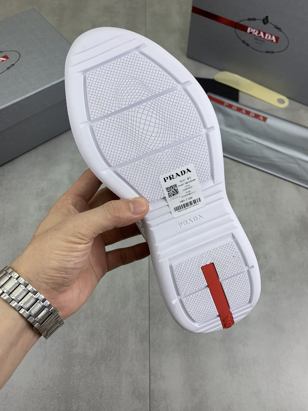 Prada Mesh Leather Sneakers White