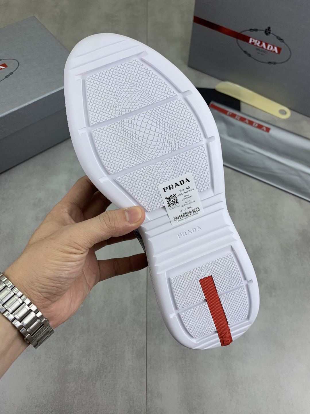 Prada Mesh Leather Sneakers Purple