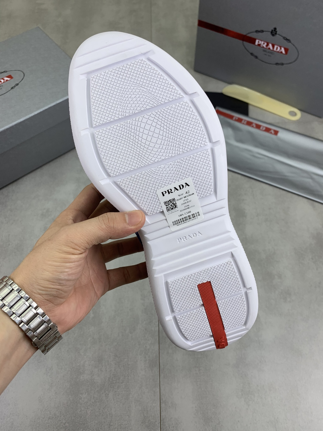 Prada Mesh Leather Sneakers Blue