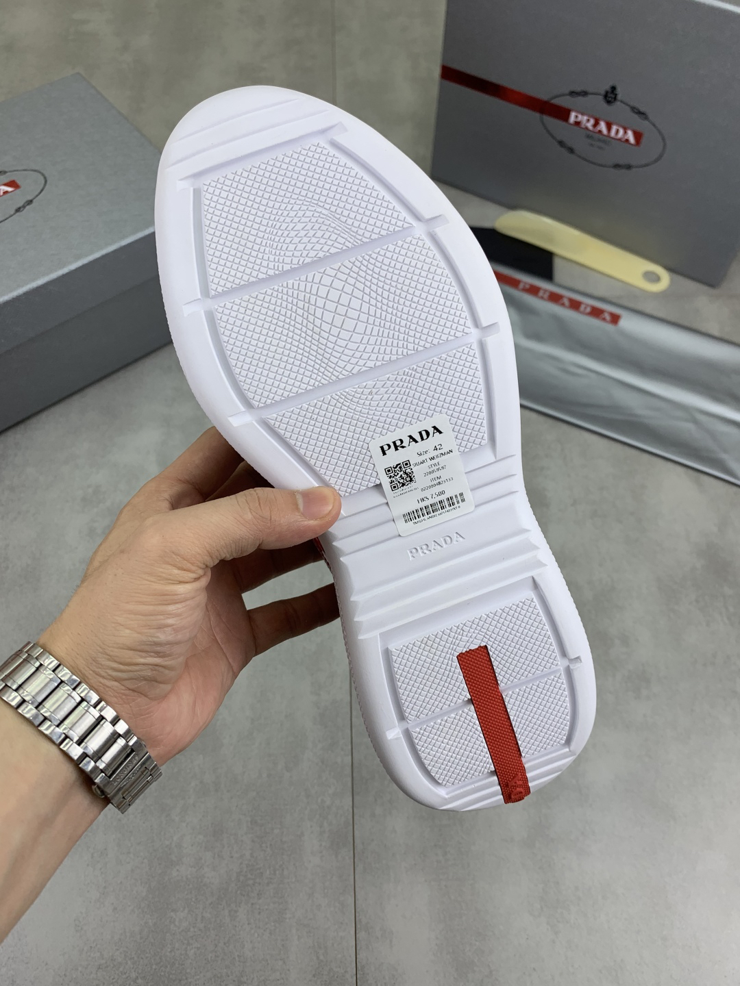 Prada Leather Mesh Sneakers Red/White