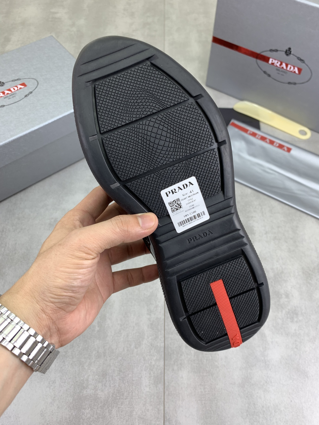 Prada Leather Mesh Sneakers Black/Red