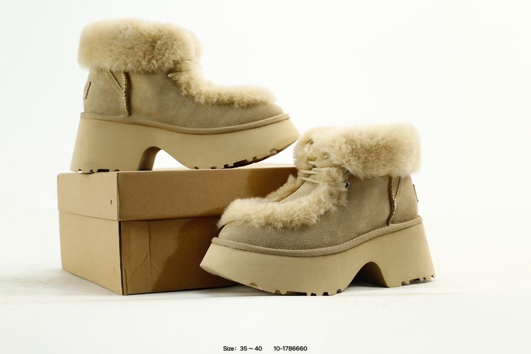 UGG Sheepskin Platform Boots Beige