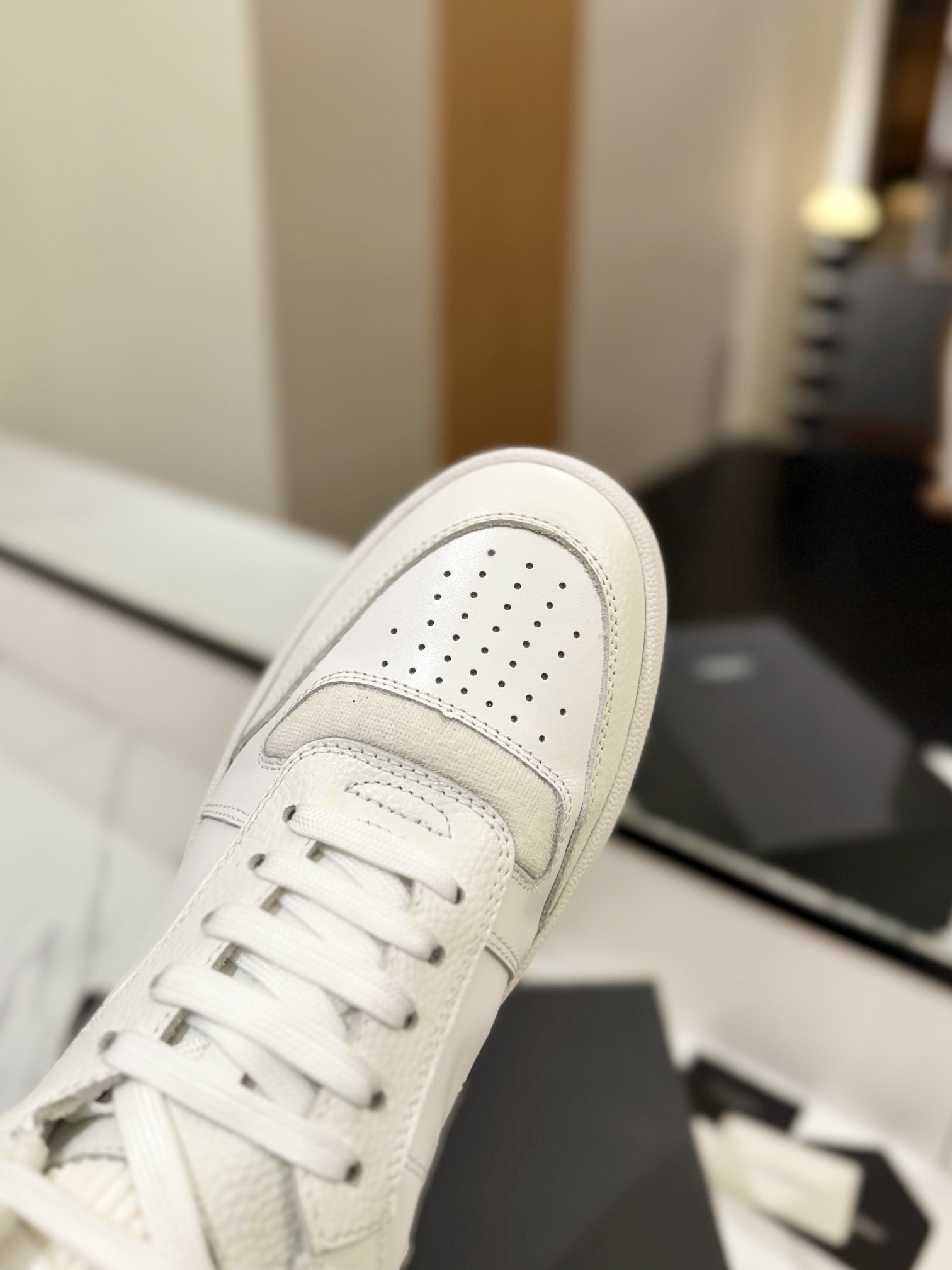 YSL SL61 Leather High-Top Sneakers White