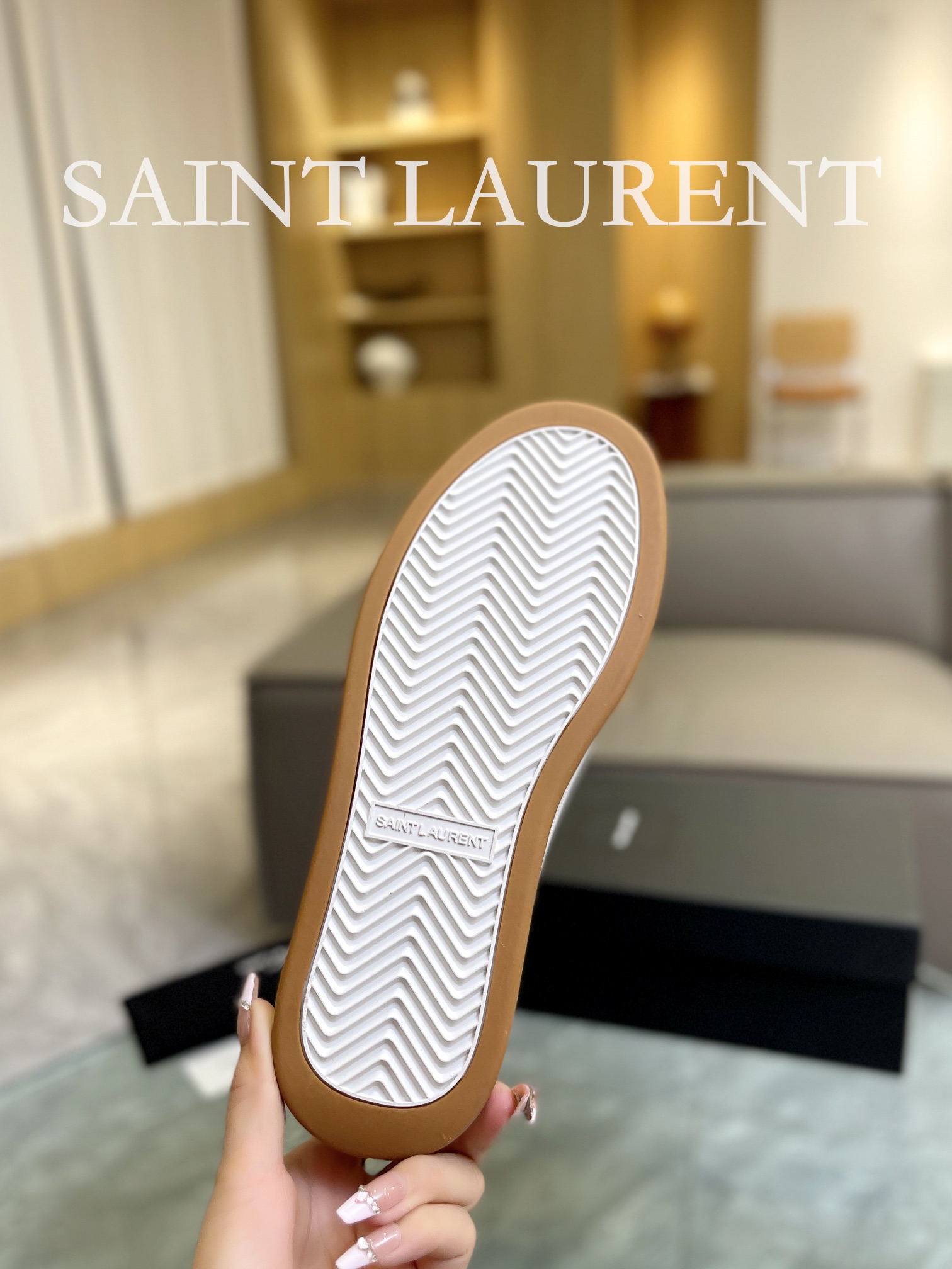 YSL SL61 Leather Sneakers Brown/White