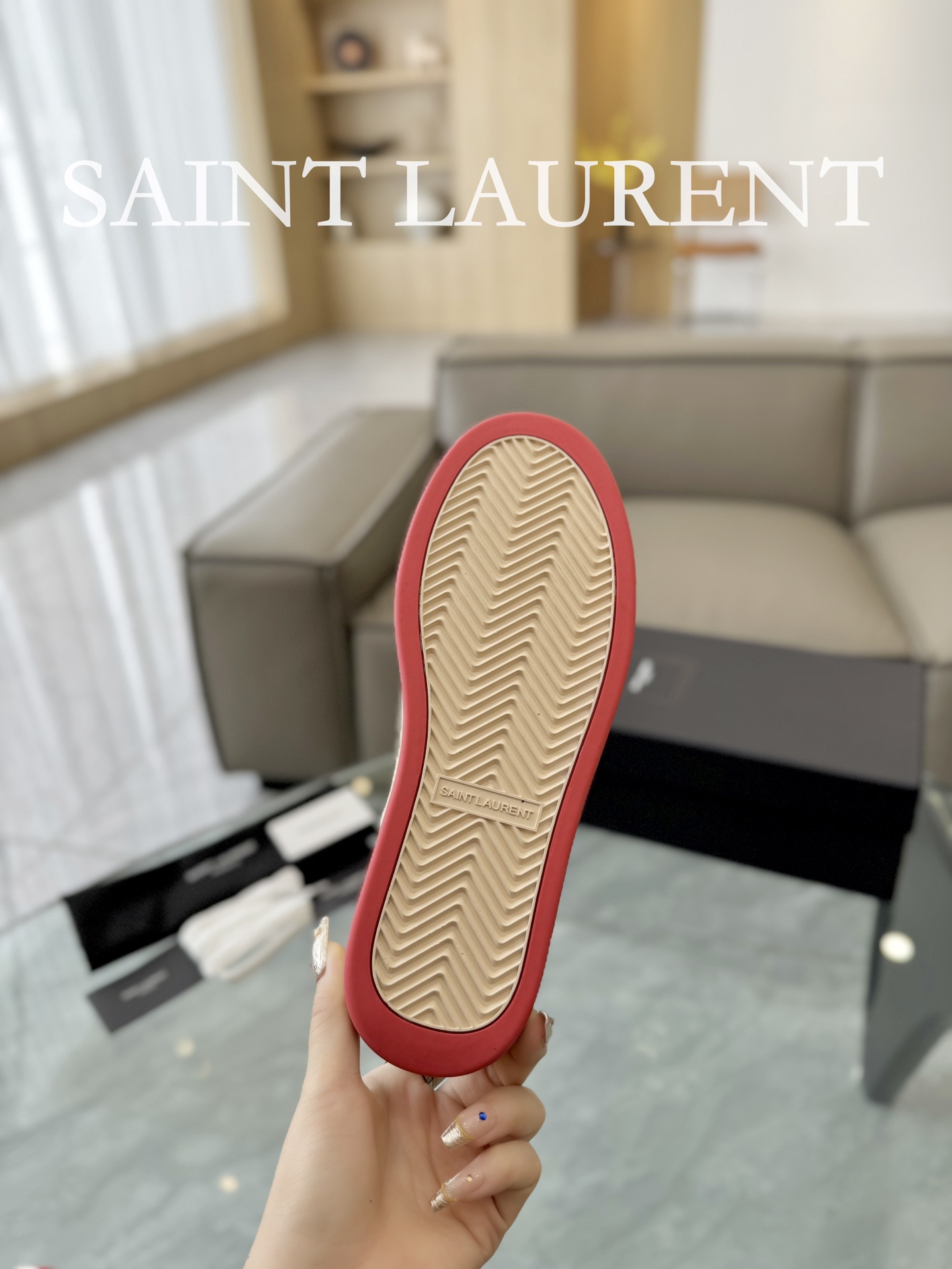 YSL SL61 Leather Low-Top Sneakers White/Red
