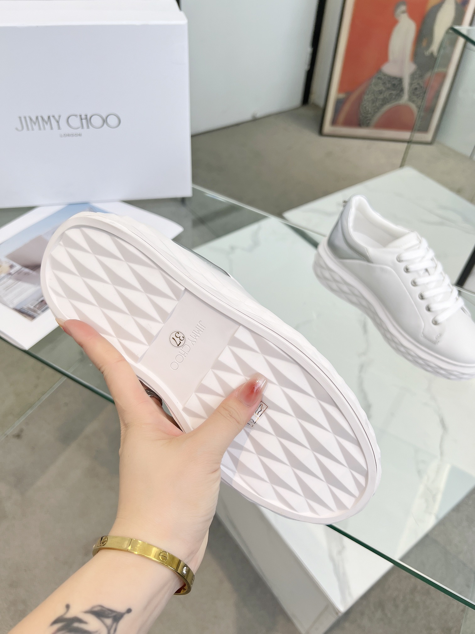 Jimmy Choo Diamond Sneakers White/Silver