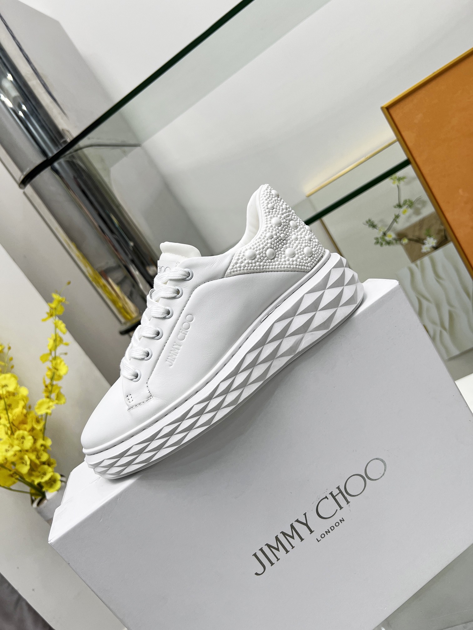 Jimmy Choo Diamond Pearl Sneakers White