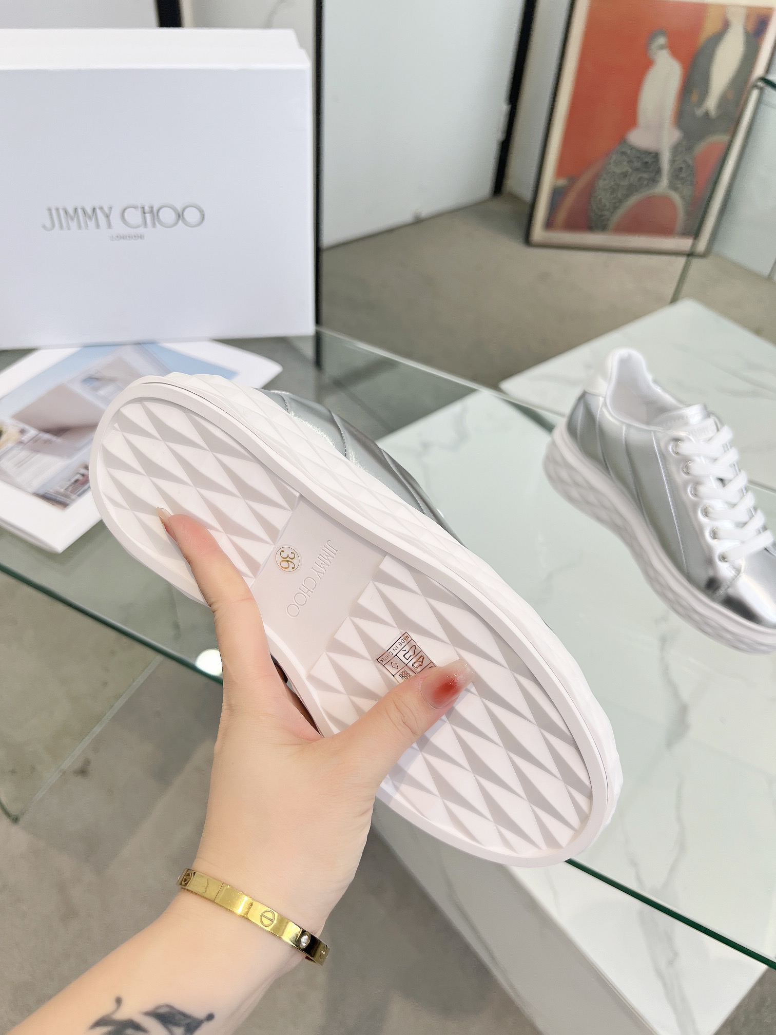 Jimmy Choo Diamond Sneakers Silver