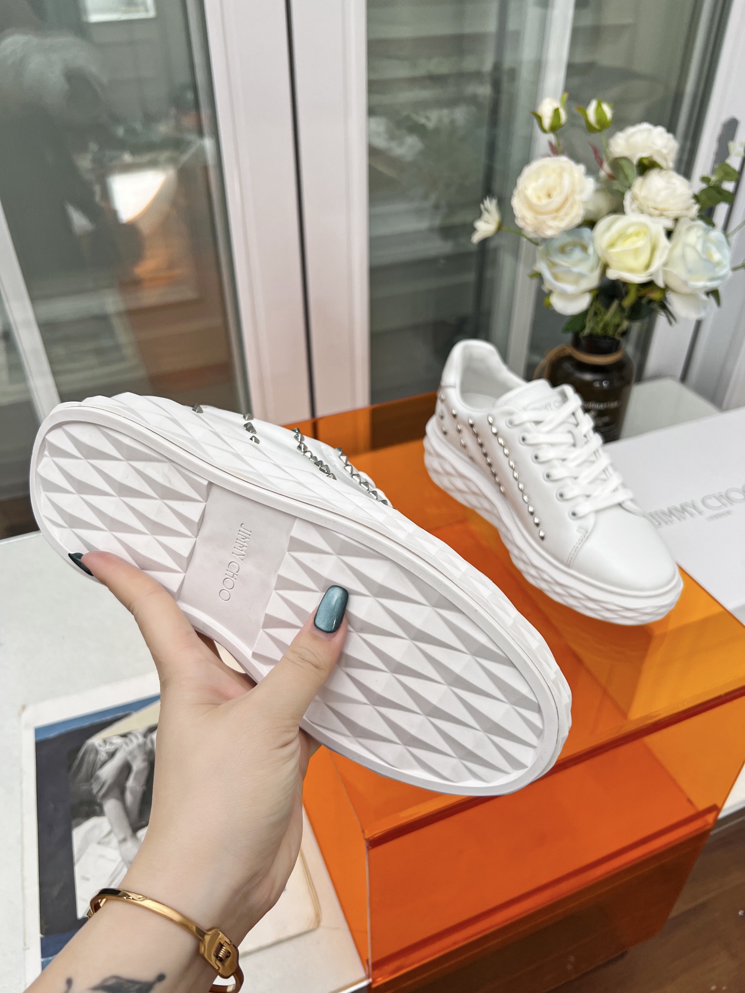Jimmy Choo Diamond Stud Sneakers White