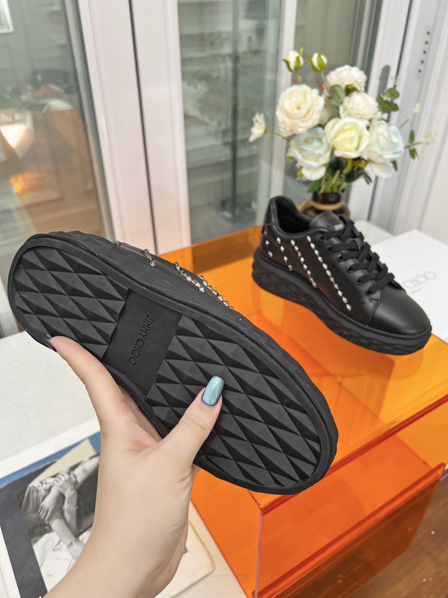 Jimmy Choo Diamond Stud Sneakers Black