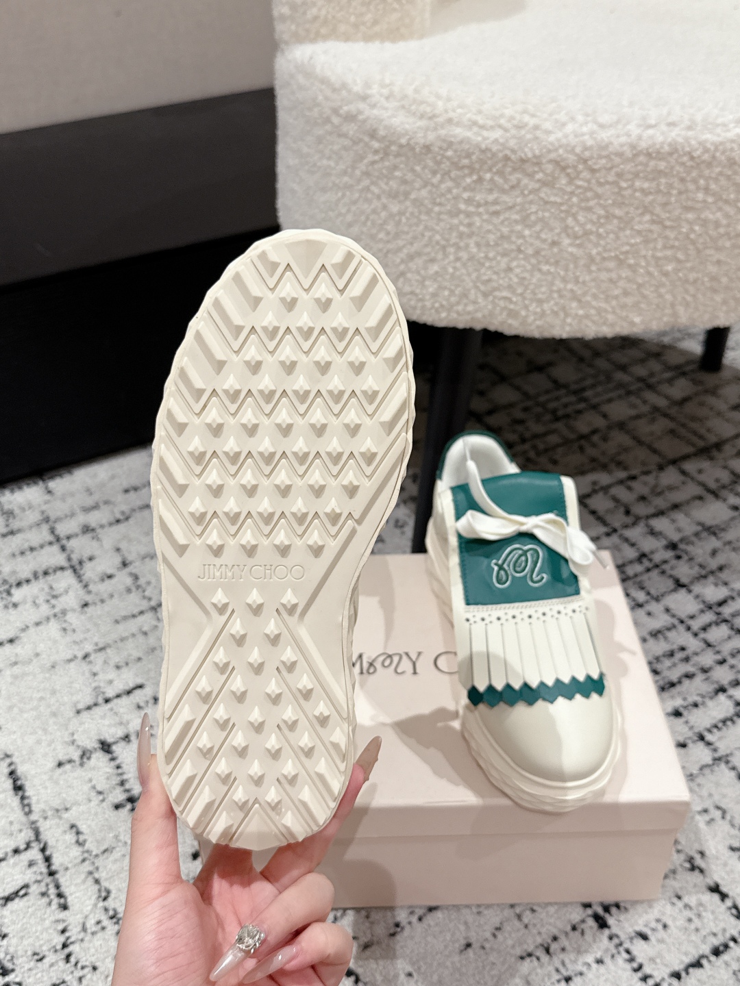 Jimmy Choo Fringe Platform Golf Sneakers Green