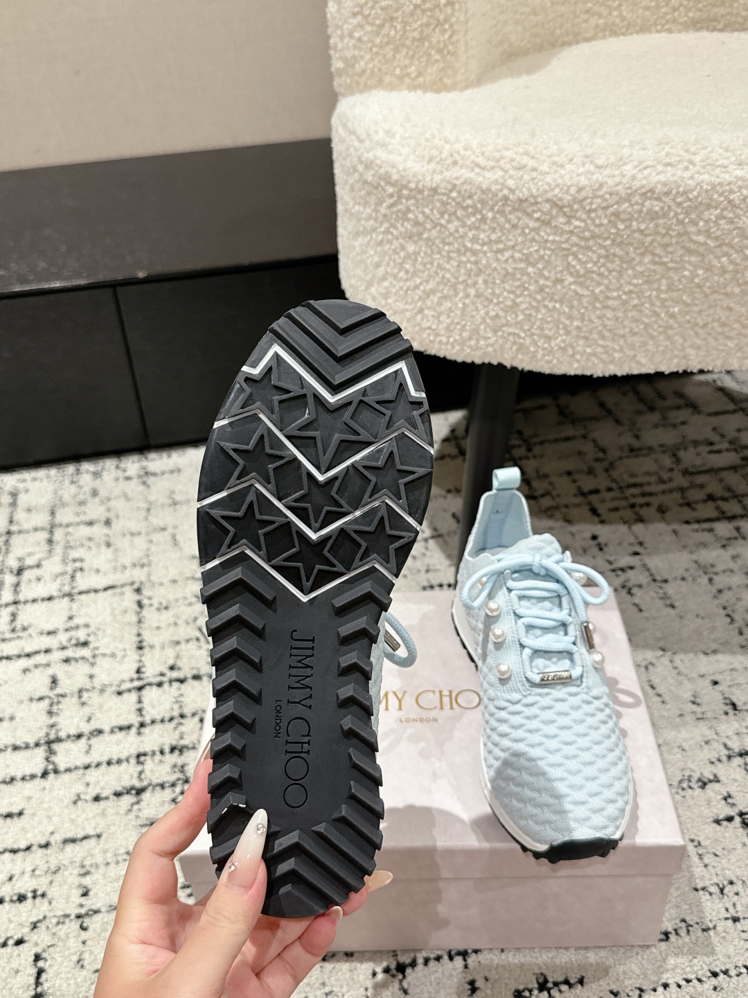 Jimmy Choo Knit Sock Sneakers Light Blue