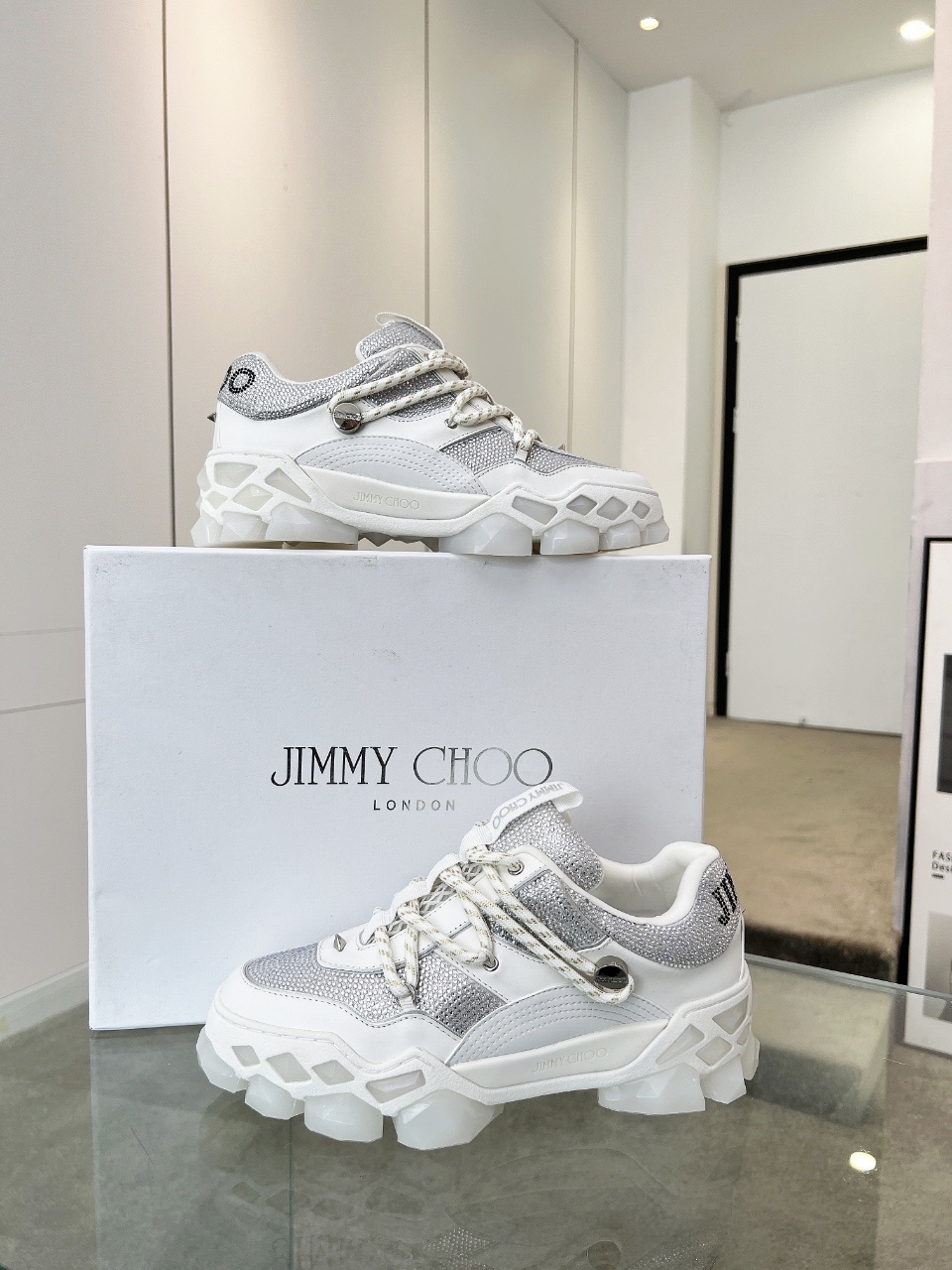 Jimmy Choo Diamond X II M Dad Sneakers Silver/White