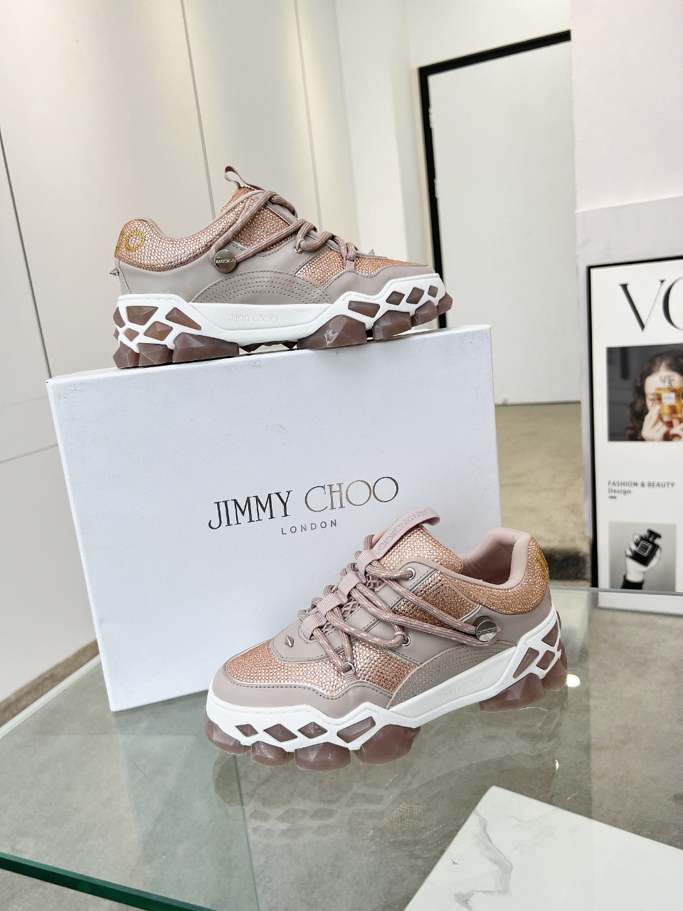 Jimmy Choo Diamond X II Dad Sneakers Pink