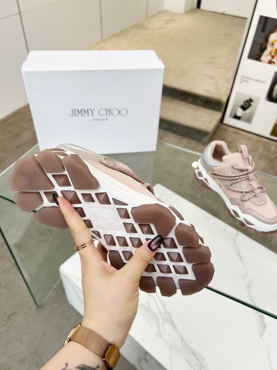 Jimmy Choo Diamond X II Dad Sneakers Pink