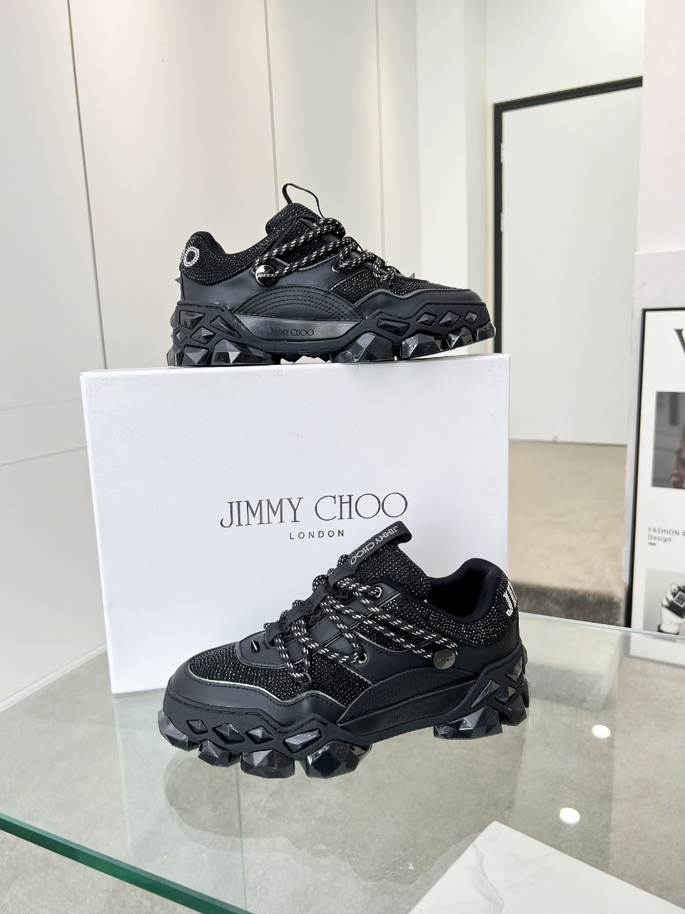 Jimmy Choo Diamond X II M Dad Sneakers Black