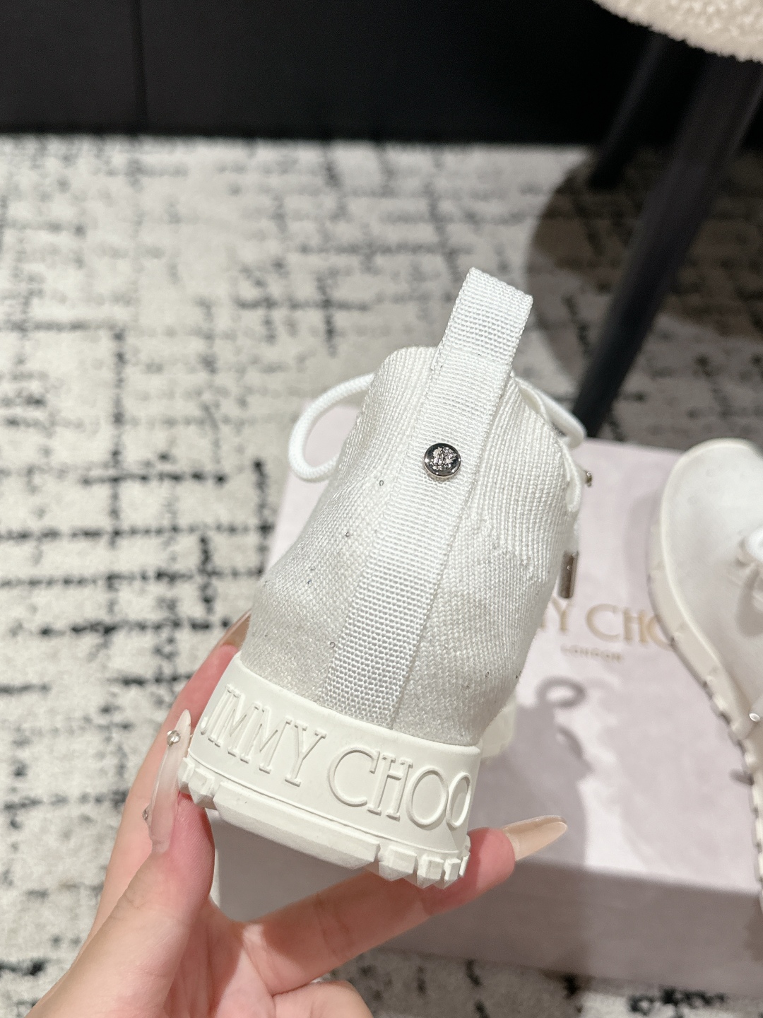 Jimmy Choo Pearl Knit Sock Sneakers White