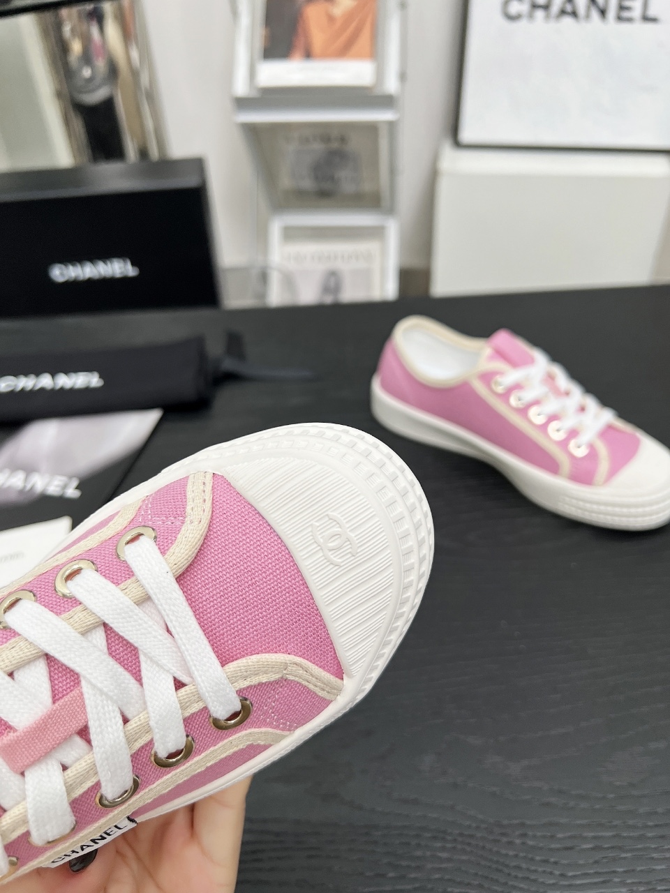 Chanel Vintage Canvas Sneakers Pink