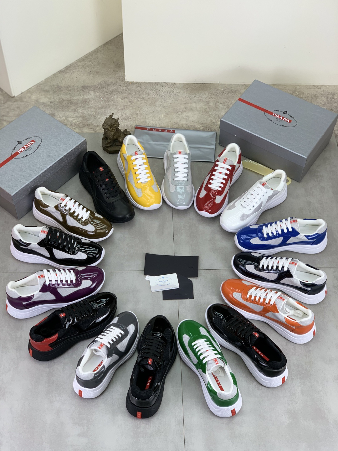 Prada Leather Mesh Sneakers Yellow