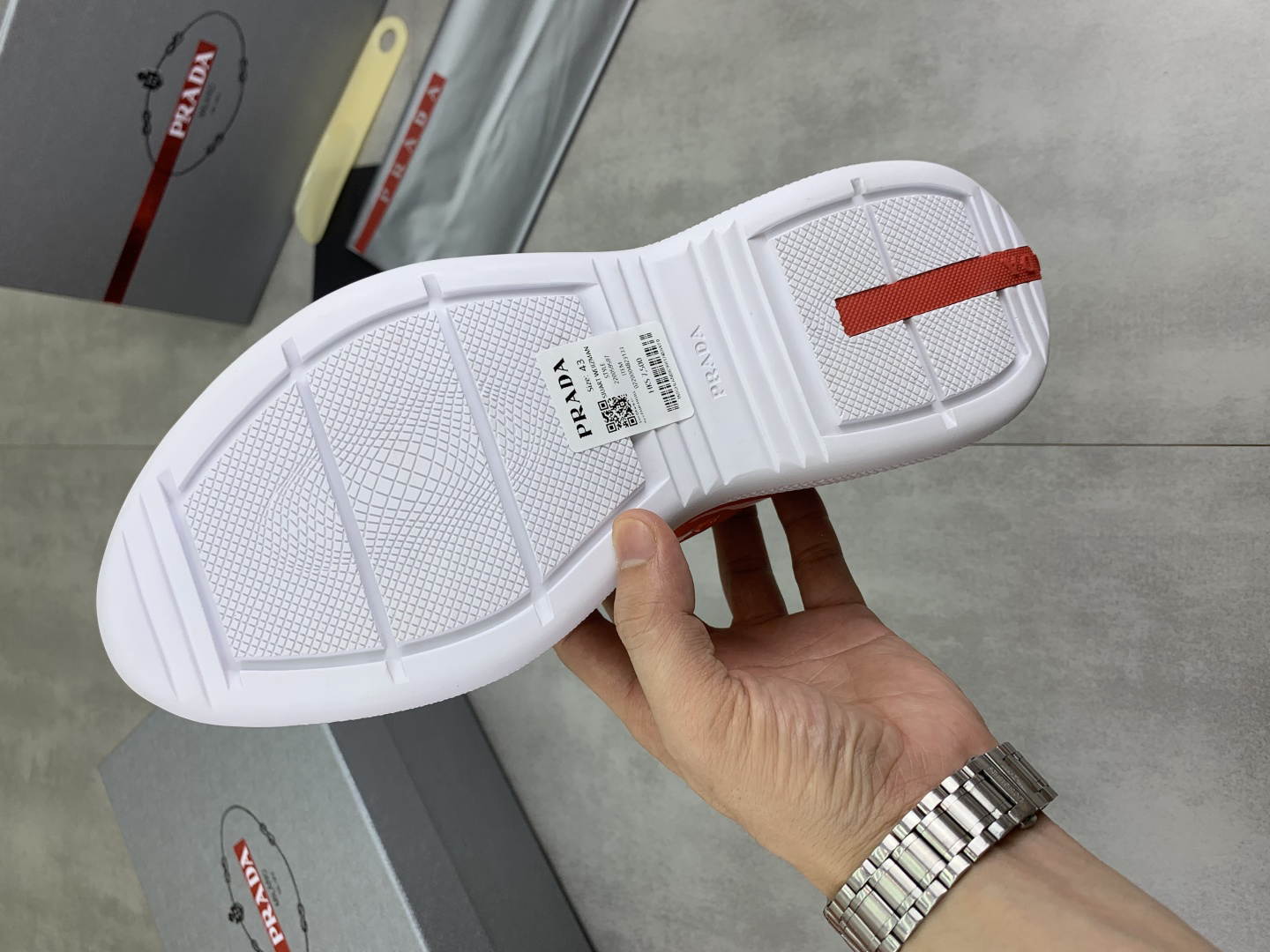 Prada Leather Mesh Sneakers Orange