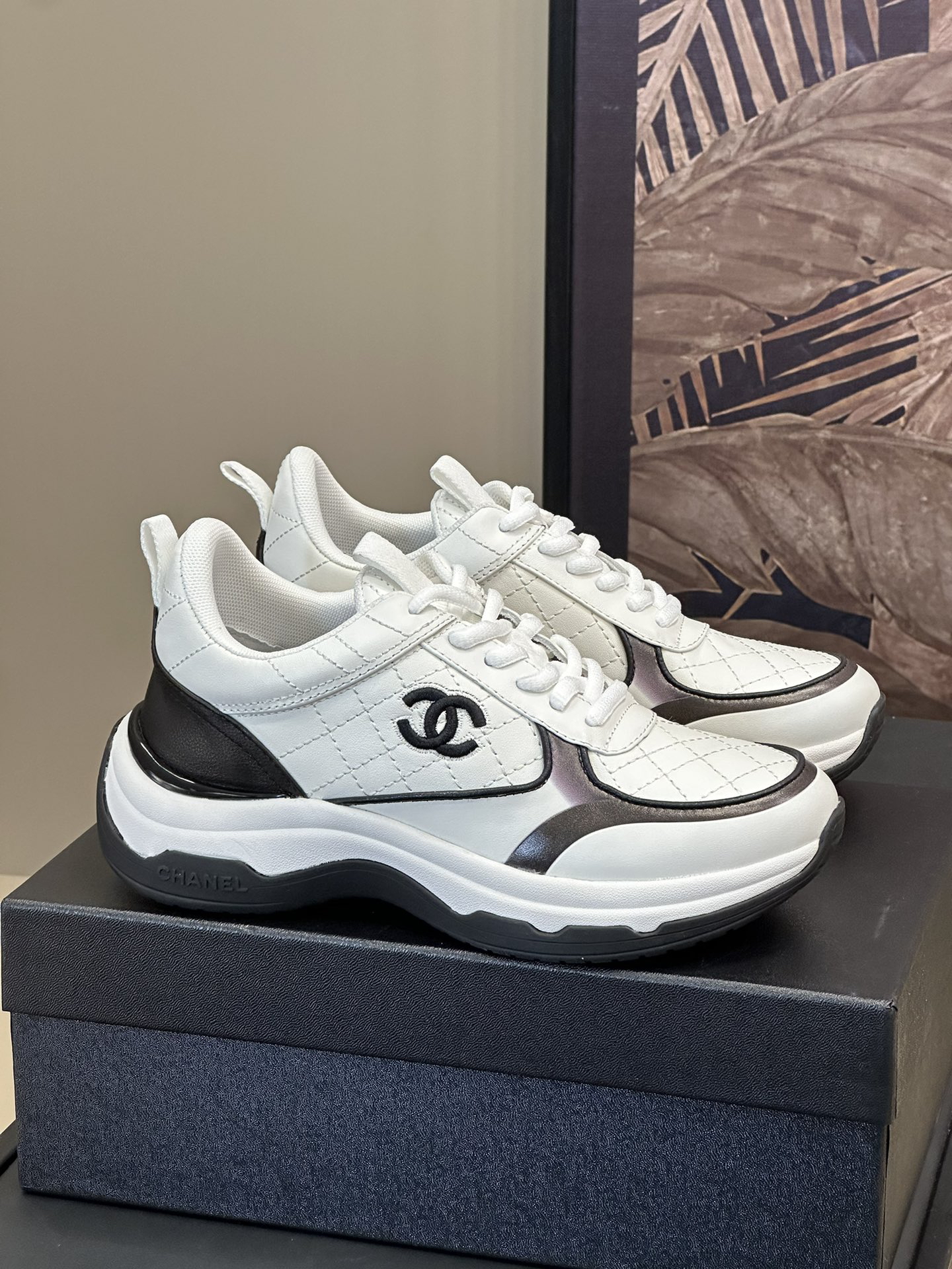 Chanel SS25 Quilted Sneakers White/Black