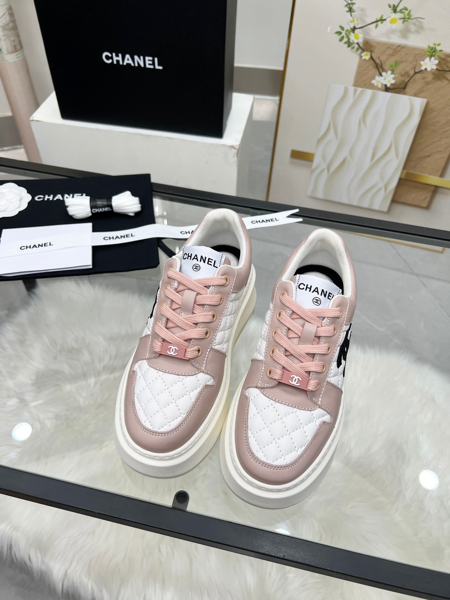 Chanel 25C Platform Sneakers Pink
