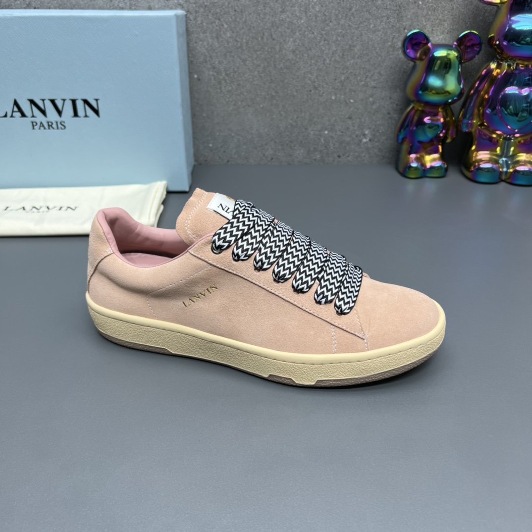 Lanvin Suede Low-Top Sneakers Beige