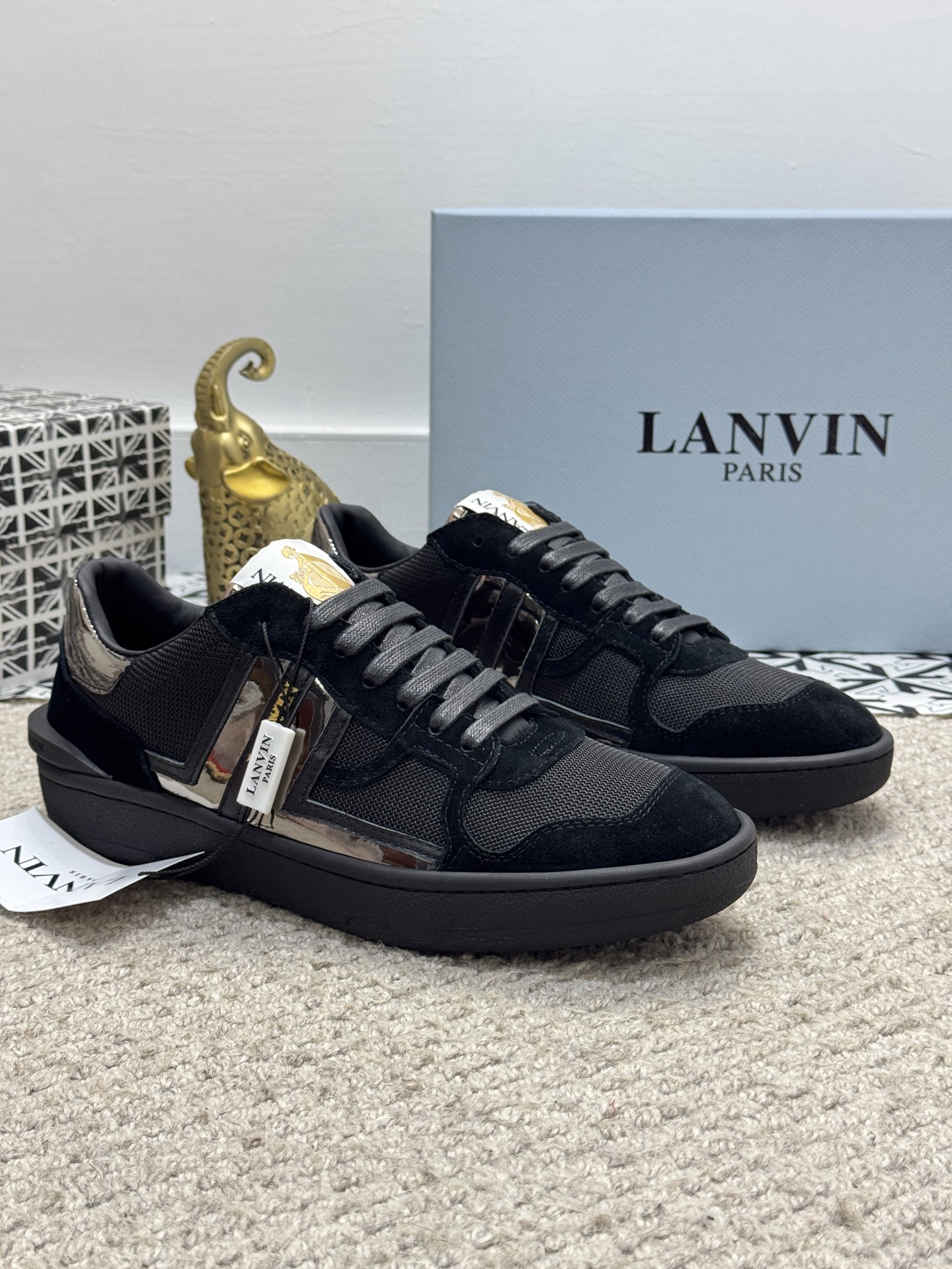 Lanvin Paris Lace-Up Sneakers Black