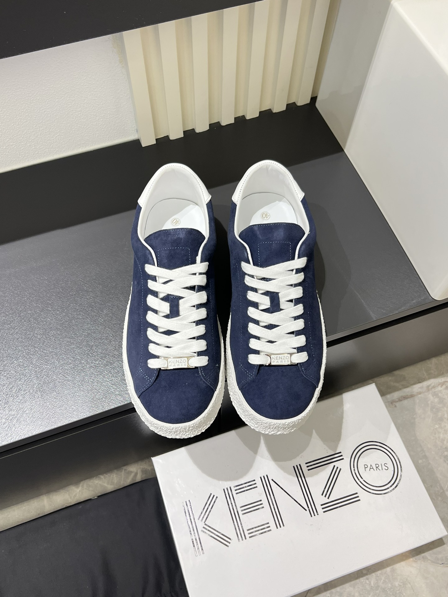 Kenzo Paris Suede Low-Top Sneakers Navy