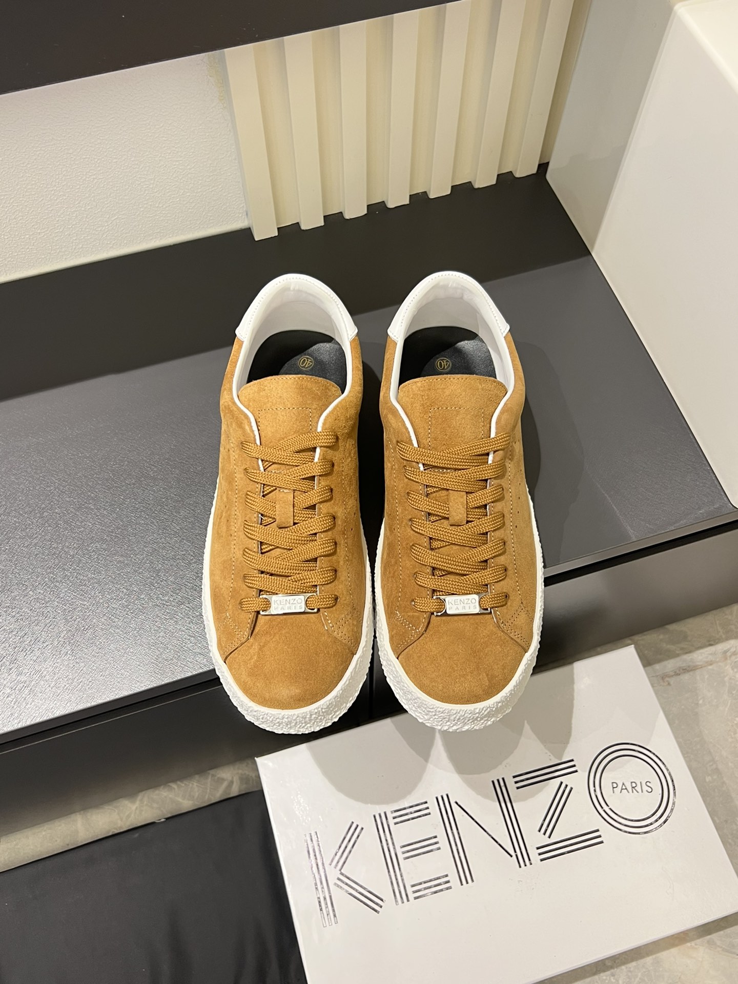 Kenzo Paris Suede Low-Top Sneakers Tan