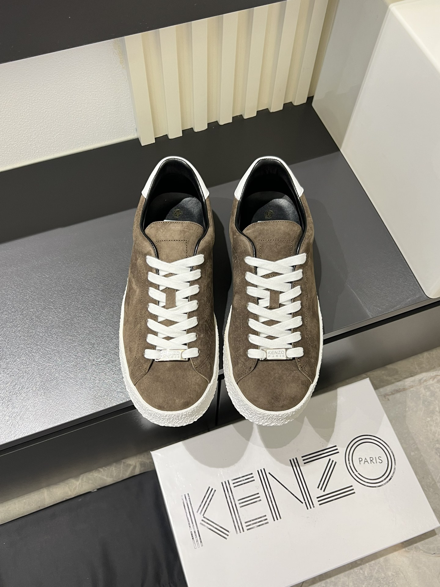 KENZO Suede Low-Top Sneakers Brown