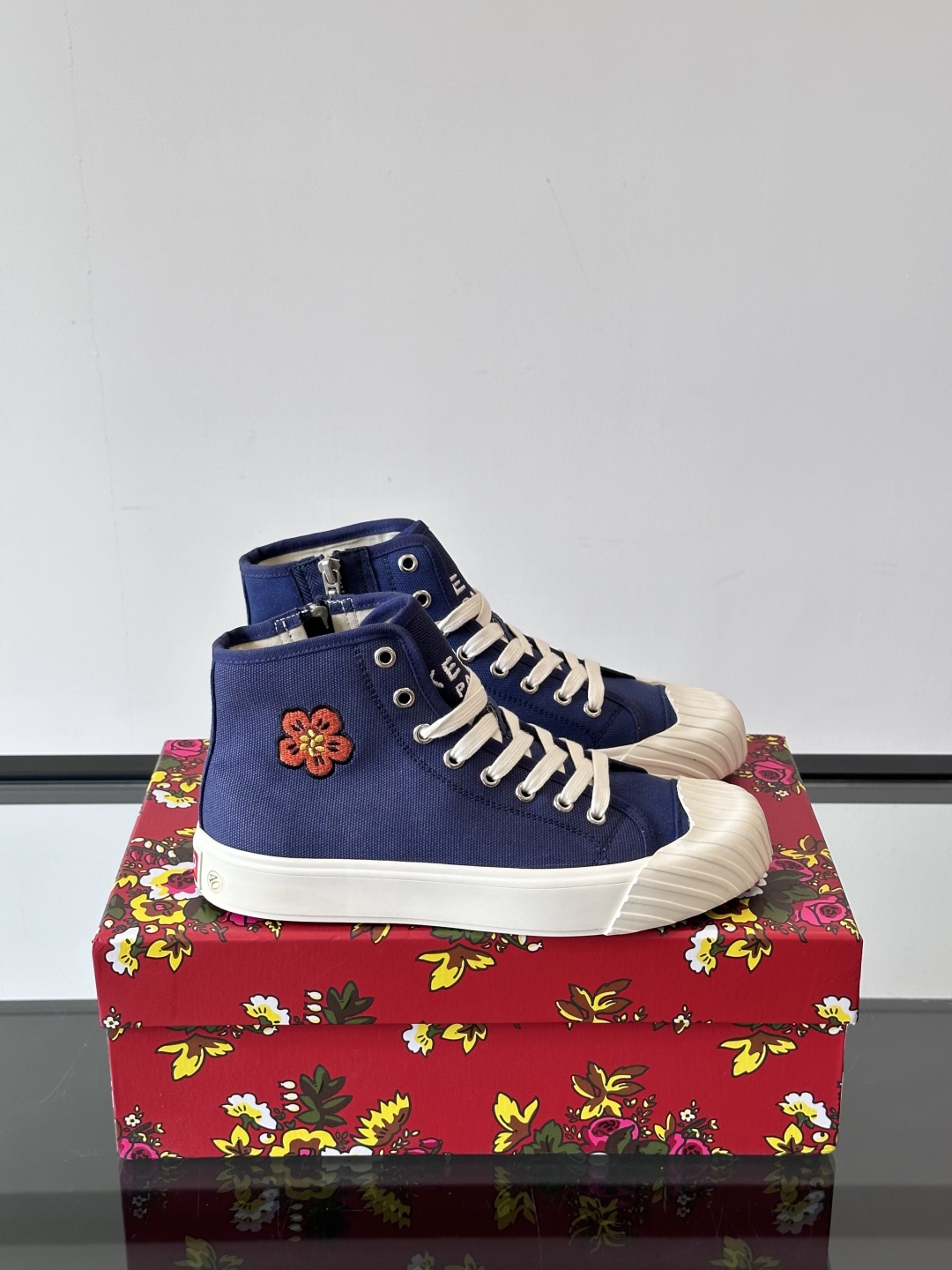 Kenzo Tiger Canvas High-Top Sneakers Navy