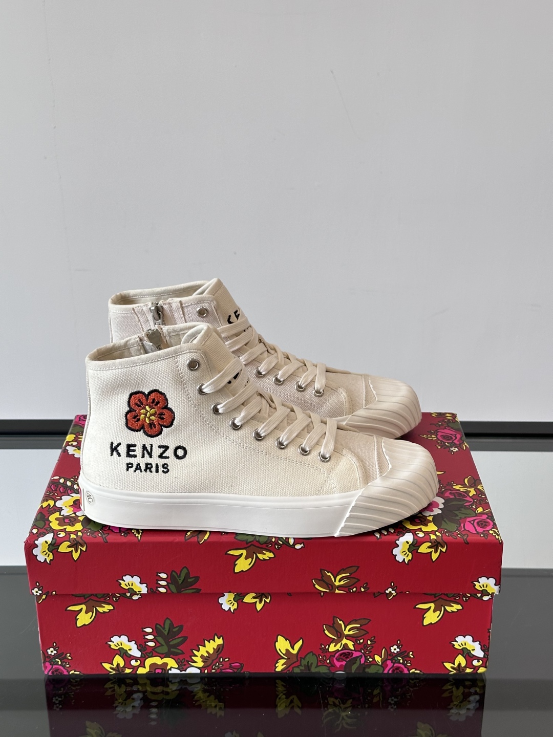 Kenzo Canvas High-Top Sneakers Beige