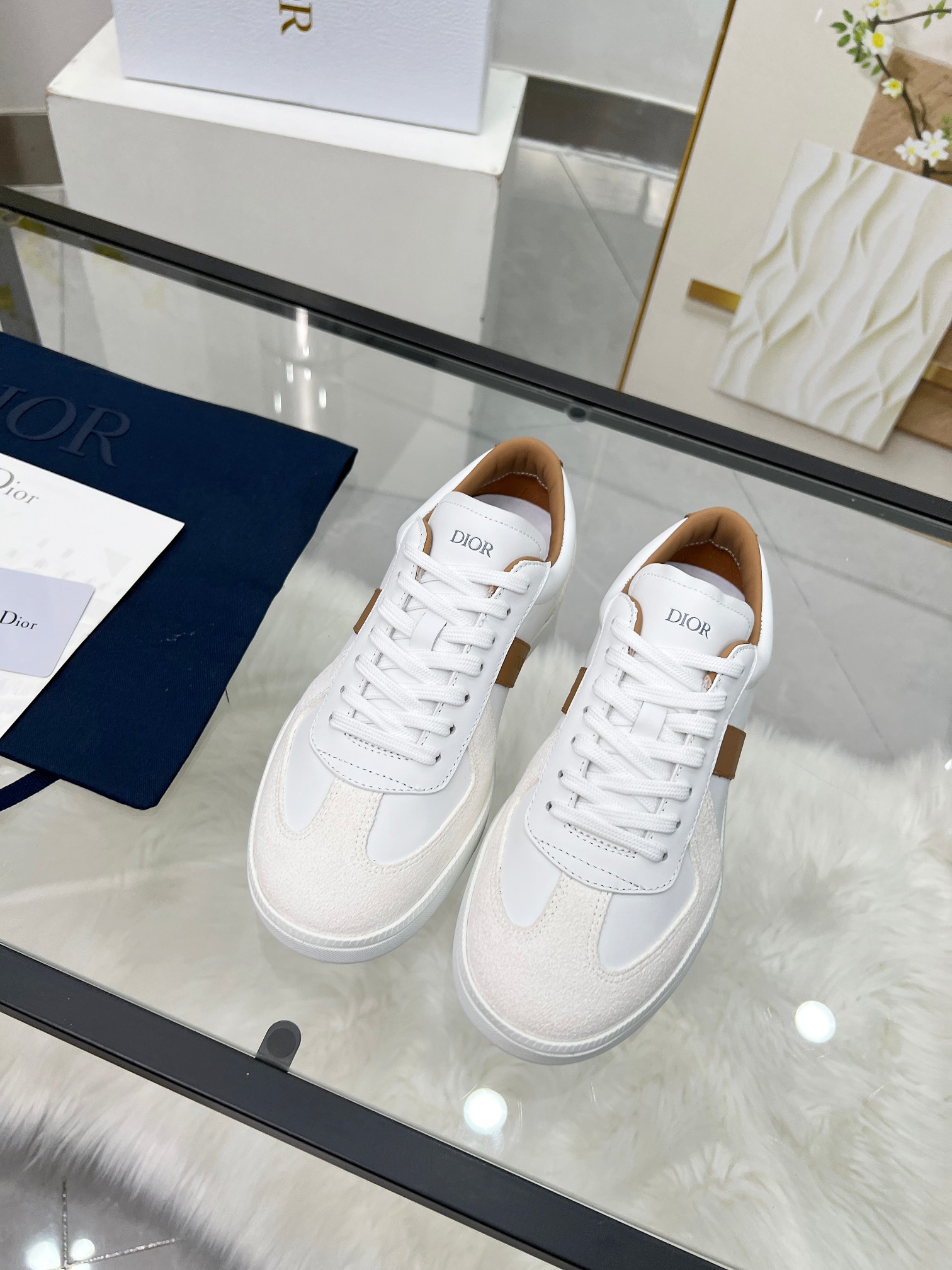 Dior B01 Trainer Sneakers White/Tan