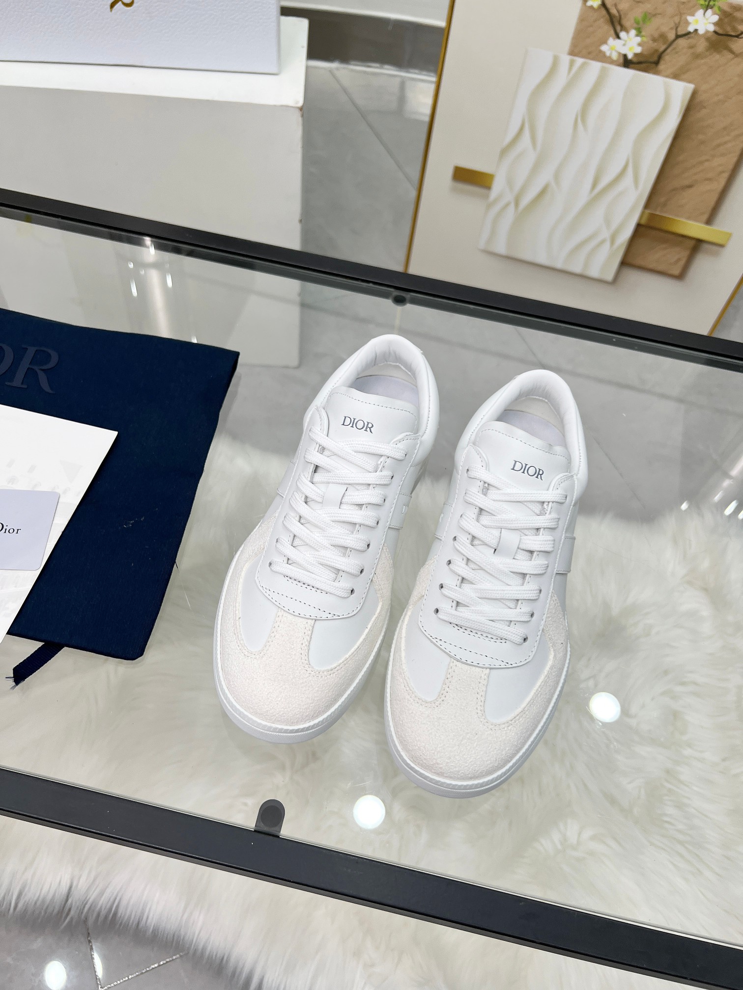 Dior B01 Leather Trainers White