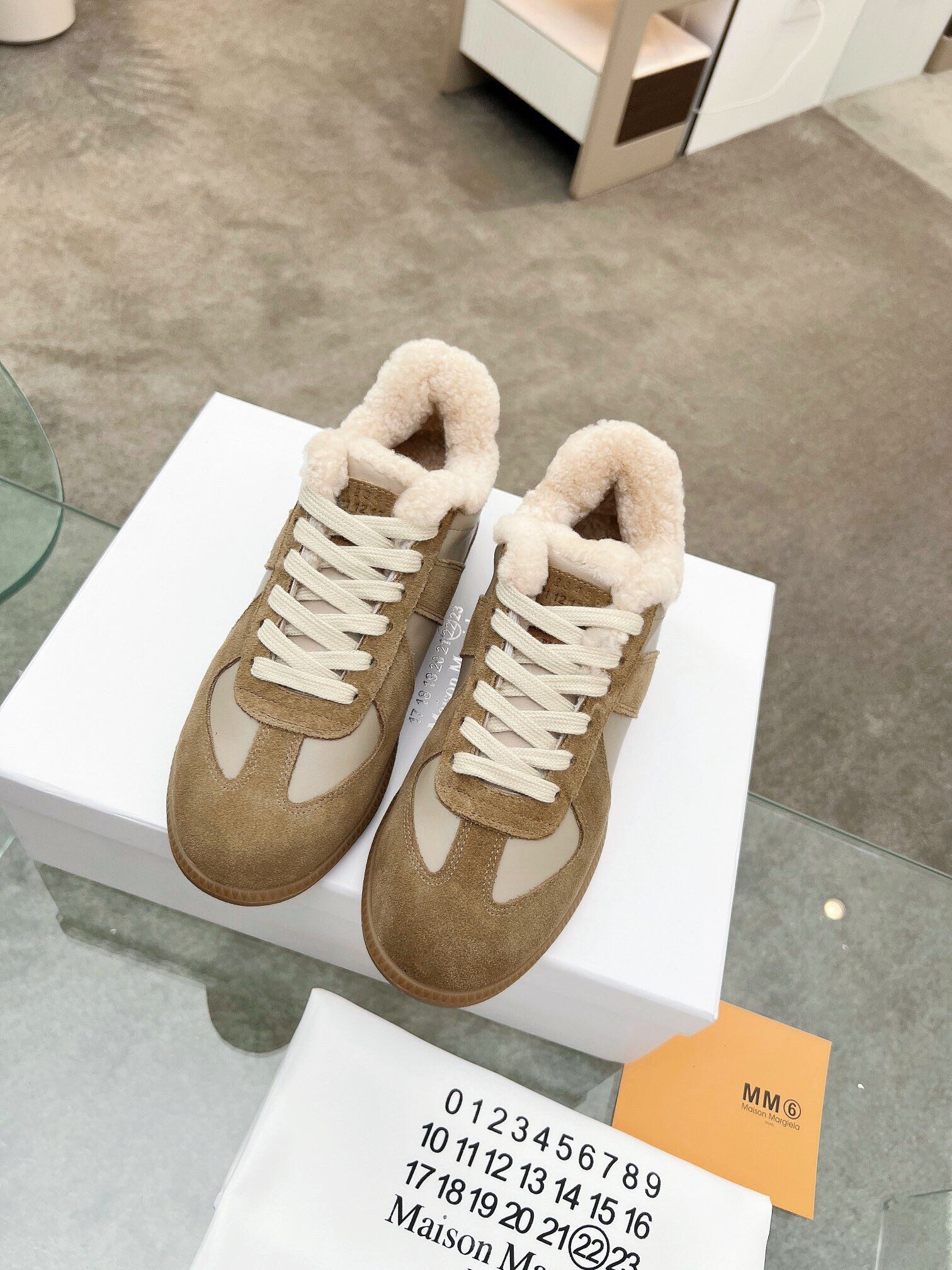 MM6 German Trainer Wool Lined Sneakers Beige