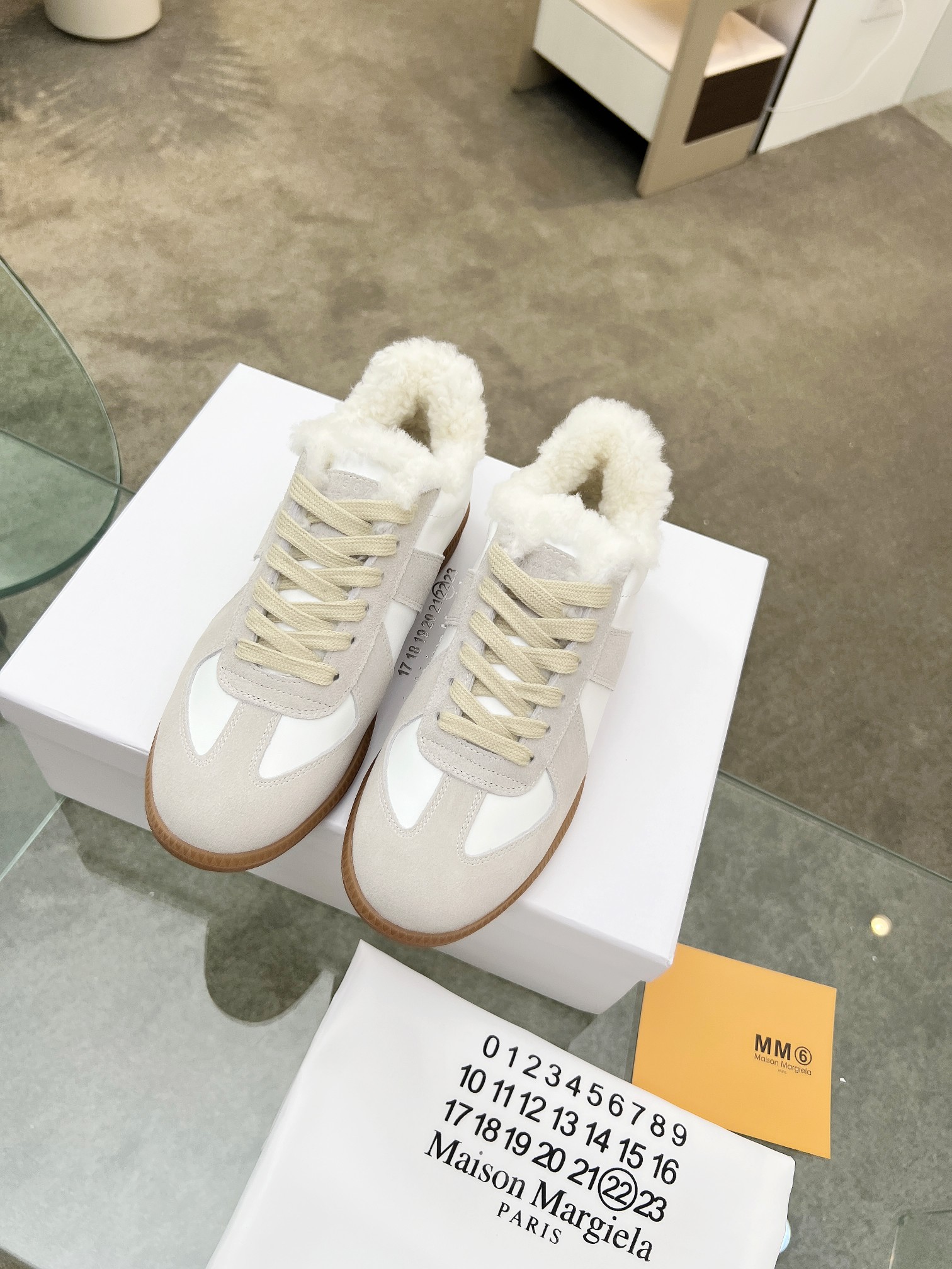 MM6 Shearling GAT Sneakers White