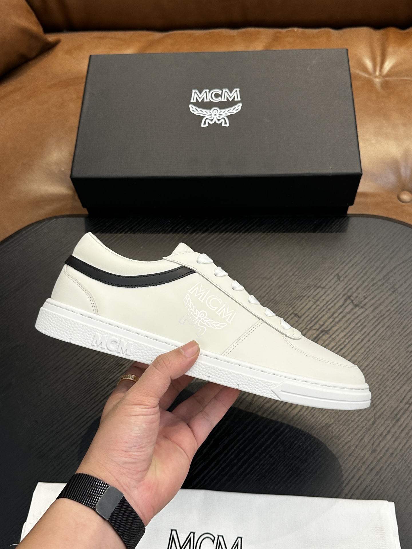 MCM Skystream Cubic Monogram Sneakers White/Black