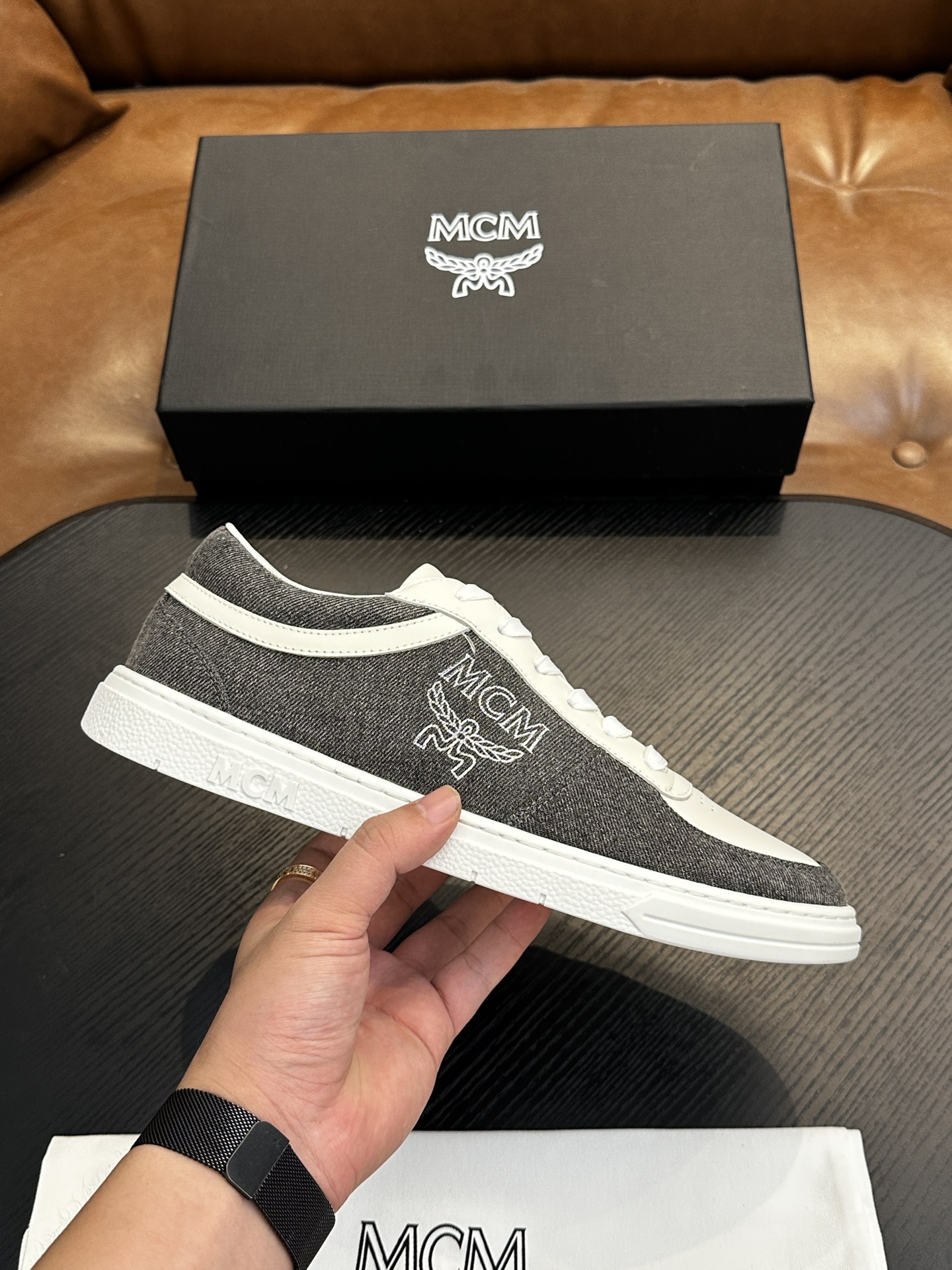 MCM Skystream Cubic Monogram Sneakers Grey