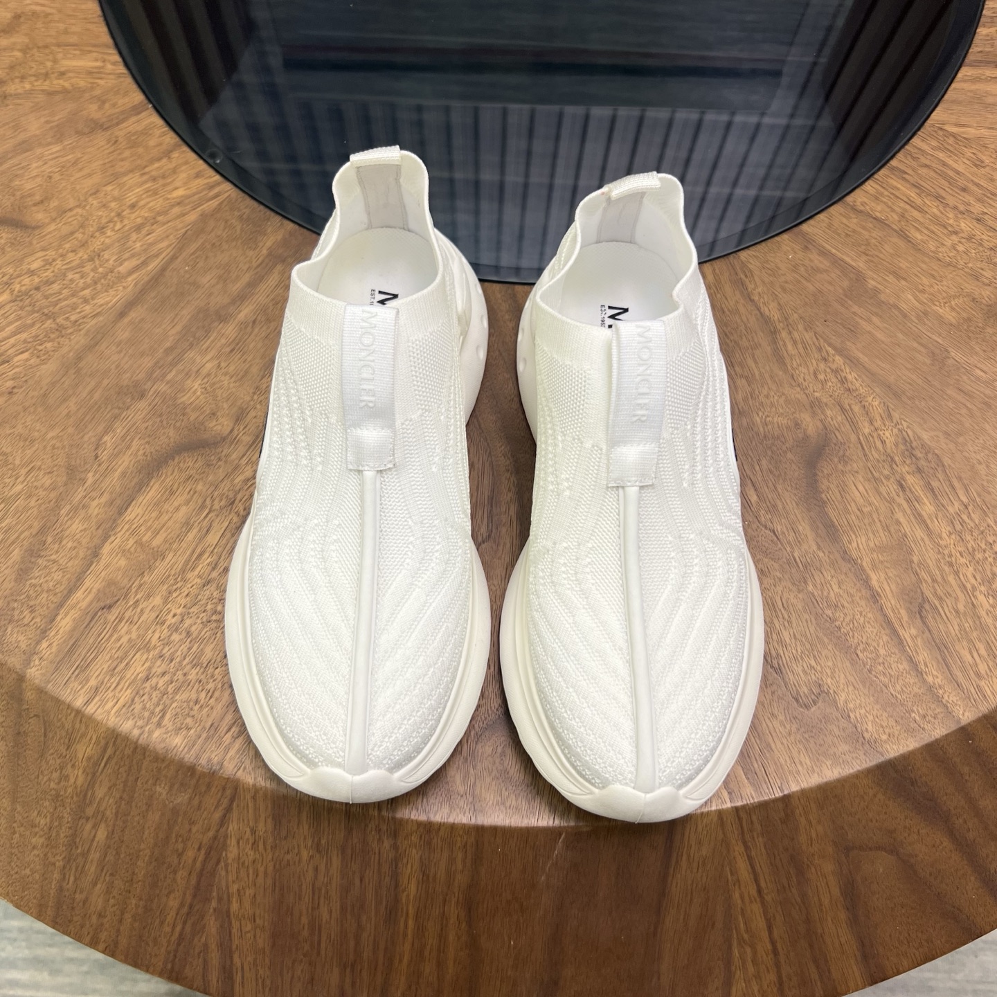 Moncler Knit Slip-On Sneakers White