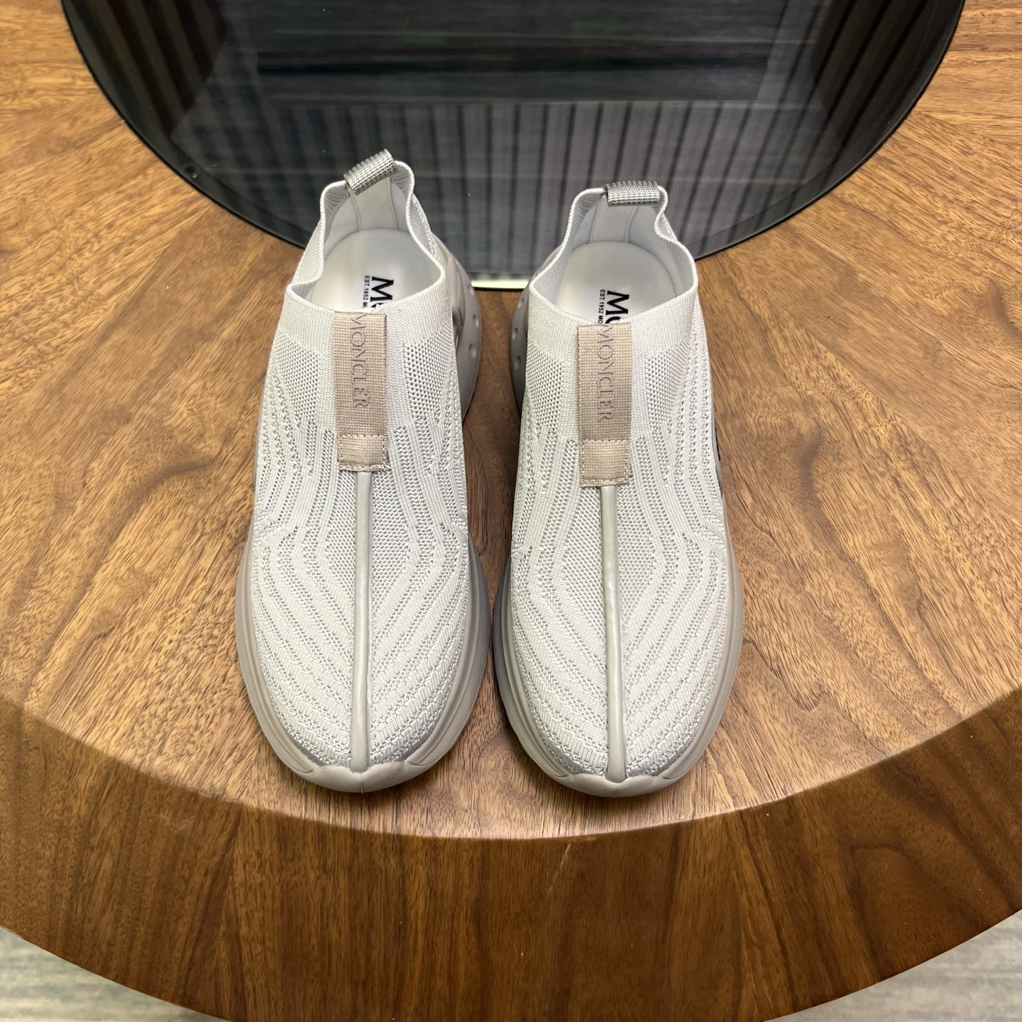 Moncler Knit Slip-On Sneakers White